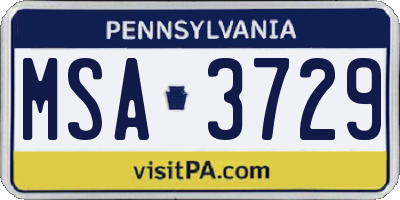 PA license plate MSA3729