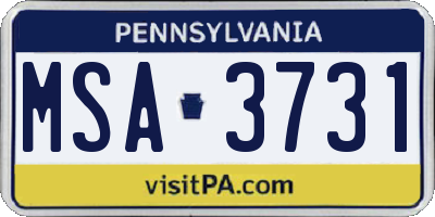 PA license plate MSA3731