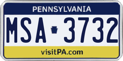 PA license plate MSA3732