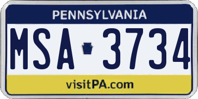 PA license plate MSA3734