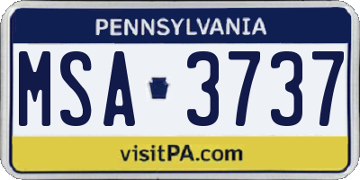 PA license plate MSA3737