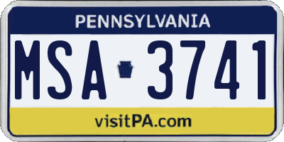 PA license plate MSA3741