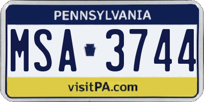 PA license plate MSA3744