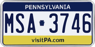 PA license plate MSA3746