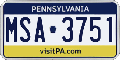 PA license plate MSA3751