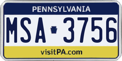 PA license plate MSA3756