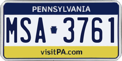 PA license plate MSA3761
