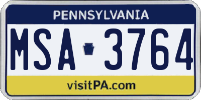 PA license plate MSA3764
