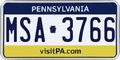 PA license plate MSA3766