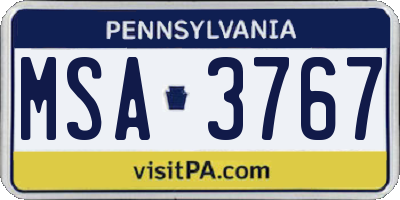 PA license plate MSA3767