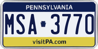 PA license plate MSA3770