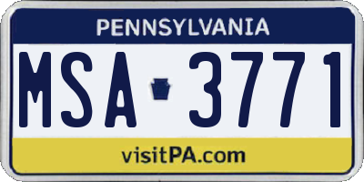 PA license plate MSA3771