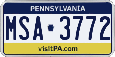 PA license plate MSA3772