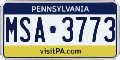 PA license plate MSA3773