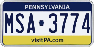 PA license plate MSA3774