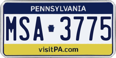 PA license plate MSA3775