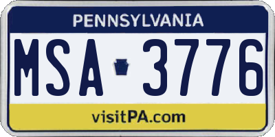 PA license plate MSA3776