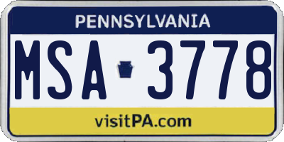 PA license plate MSA3778