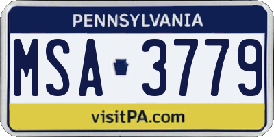 PA license plate MSA3779