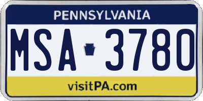 PA license plate MSA3780