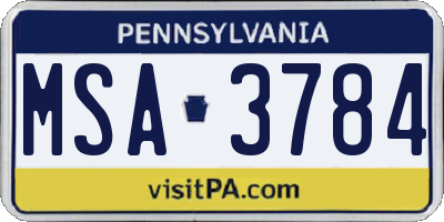 PA license plate MSA3784