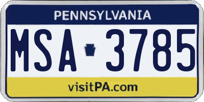 PA license plate MSA3785