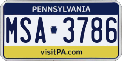 PA license plate MSA3786