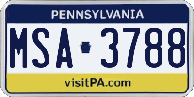 PA license plate MSA3788