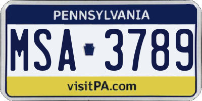 PA license plate MSA3789