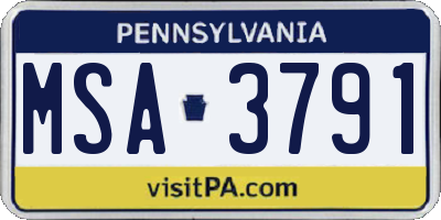 PA license plate MSA3791