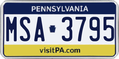 PA license plate MSA3795