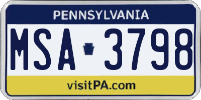 PA license plate MSA3798