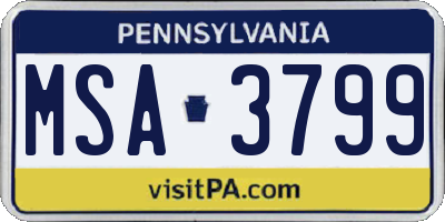 PA license plate MSA3799