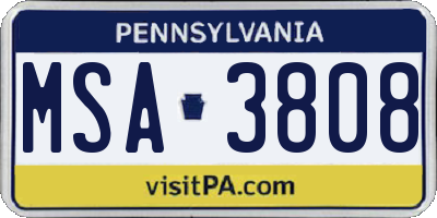 PA license plate MSA3808