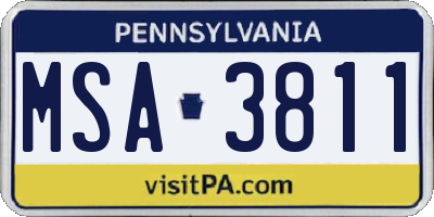 PA license plate MSA3811