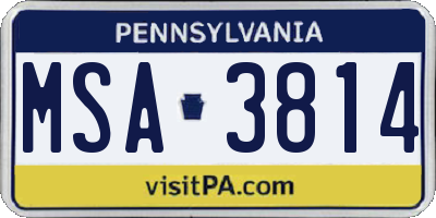 PA license plate MSA3814
