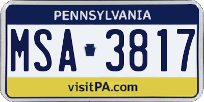 PA license plate MSA3817