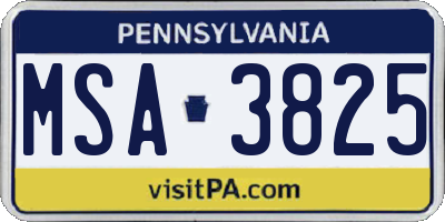 PA license plate MSA3825