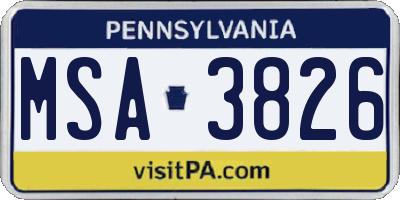 PA license plate MSA3826
