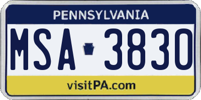 PA license plate MSA3830