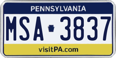 PA license plate MSA3837