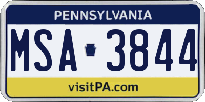 PA license plate MSA3844