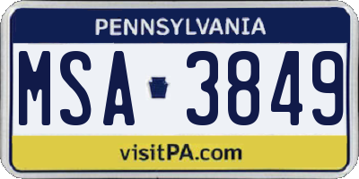 PA license plate MSA3849