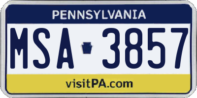 PA license plate MSA3857