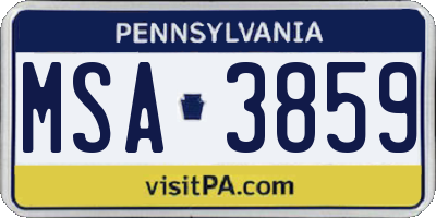 PA license plate MSA3859