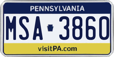 PA license plate MSA3860