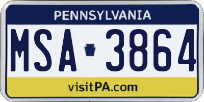 PA license plate MSA3864