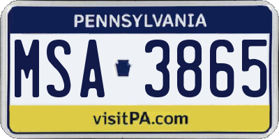 PA license plate MSA3865