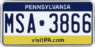 PA license plate MSA3866