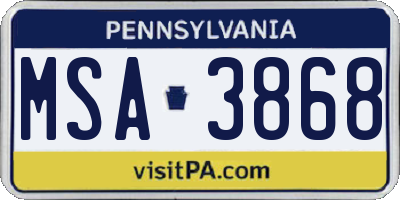 PA license plate MSA3868